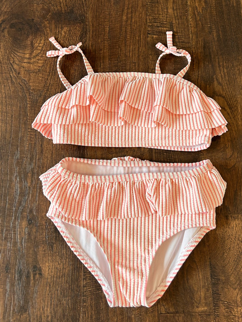Ruffle Butts Pink and White Striped Ruffle Bikini